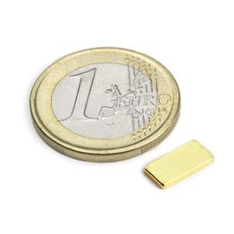Q-10-05-01-G Block magnet 10 x 5 x 1 mm, holds approx. 650 g, neodymium, N50, gold-plated