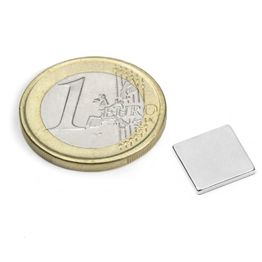 Q-10-10-1.2-N52N Block magnet 10 x 10 x 1,2 mm, holds approx. 1 kg, neodymium, N52, nickel-plated