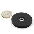 CSNG-43 Magnet system Ø 43 mm black rubber-coated with countersunk hole, holds approx. 10 kg,