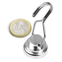 FTNT-25, Pot magnet with rotating hook, Ø 25 mm, strength approx. 20 kg