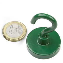 FTNG-32, Hook magnet green Ø 32,3 mm, powder-coated, thread M5