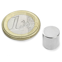 S-10-10-N, Disc magnet Ø 10 mm, height 10 mm, neodymium, N45, nickel-plated