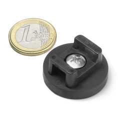 CMN-31, rubber coated pot magnet, for cable mounting, Ø 31 mm