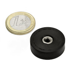 ITNG-25, rubberised pot magnet, with internal thread M5, Ø 29 mm