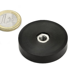 ITNG-40, rubber coated pot magnet, with internal thread M6, Ø 45 mm