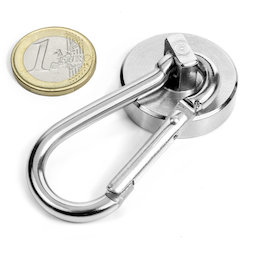 KTN-32, Pot magnet with carabiner Ø 32 mm, length of carabiner 60 mm